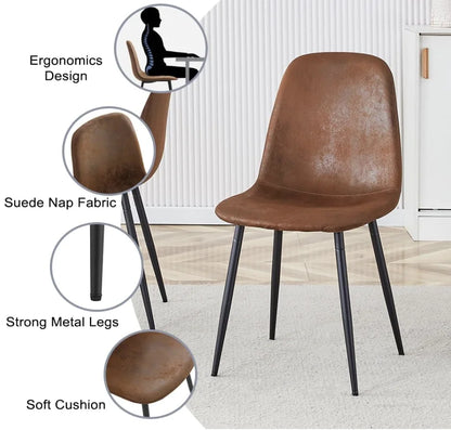 Wood Dinette Table with for 4  Fabric Dining Chairs