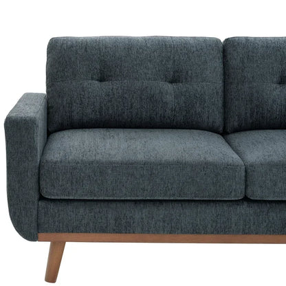 Mid-Century Modern Upholstered Tufted Loveseat Sofa With Wooden Legs