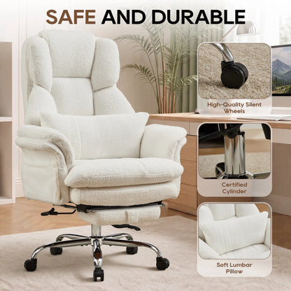 Big and Tall Executive Office Chair, Ergonomic Computer Desk Chair with Adjustable Backrest, Flip Armrests & Footrest for Home & Office