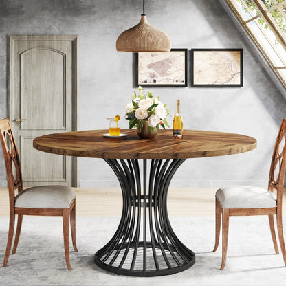 47-Inch Round Farmhouse  Dining Table for 4-6 People