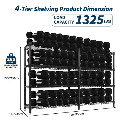 Commercial grade Heavy Duty Metal Shelving 4/5 Tiers  Adjustable Organization  for Pantry, Kitchen or Garage
