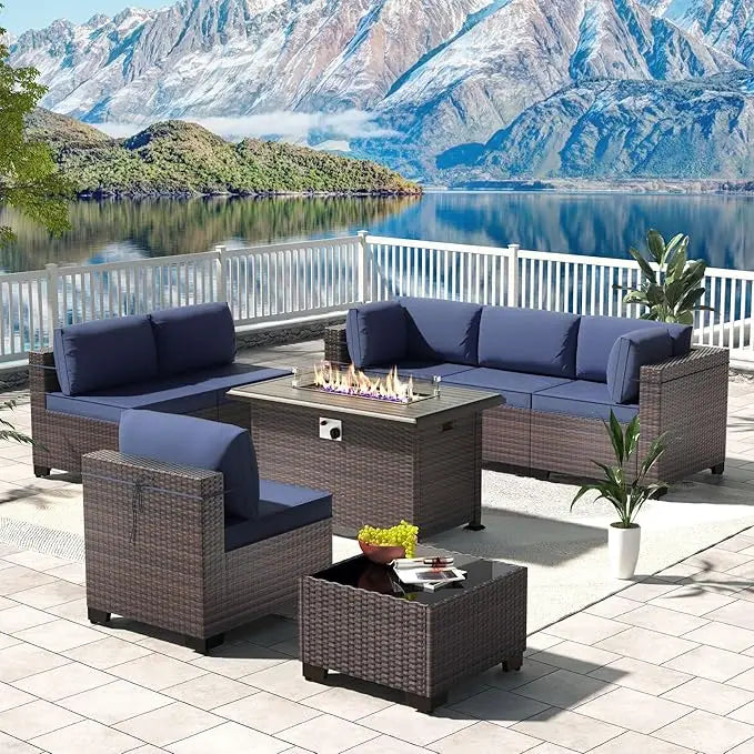 6PCS Outdoor Wicker Rattan Sectional Sofa Patio Furniture Set
