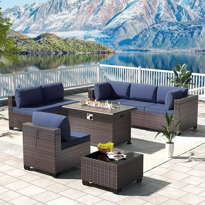6PCS Outdoor Wicker Rattan Sectional Sofa Patio Furniture Set