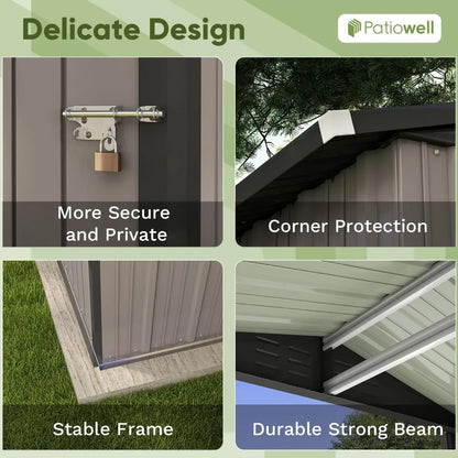 6x4 FT Outdoor Garden Tool Storage Shed,  with Sloping Roof and Double Lockable Door