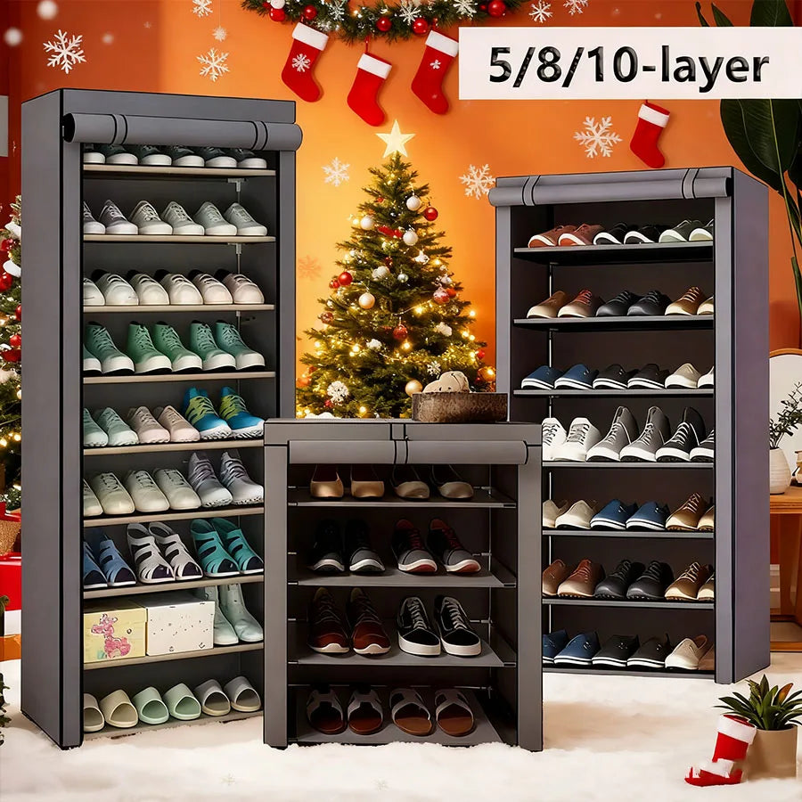 Shoe cabinet storage rack with fabric cover
