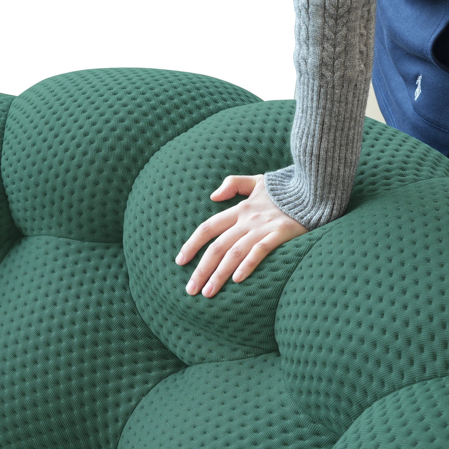 78'' Modern Curved Boneless Sofa Comfy 3D Knitted Fabric Loveseat Couch Football-Shaped Lazy Floor Sofas for Living Room