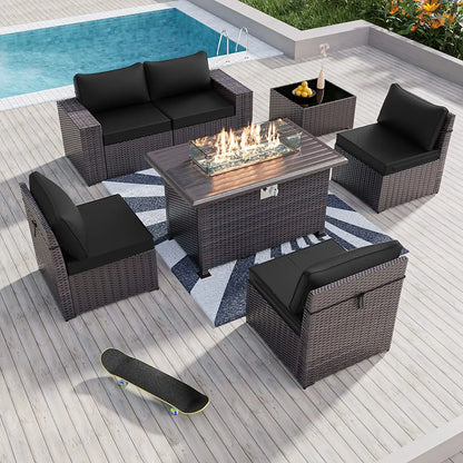 6PCS Outdoor Wicker Rattan Sectional Sofa Patio Furniture Set