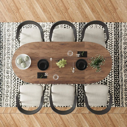 70.86in Rustic Oval  Farmhouse Wood Kitchen Table with Sturdy Tapered Legs for 6-8 Persons