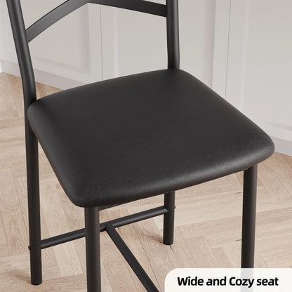 26 Inch Bar Stools Set of 4, Counter Height Bar Chairs with Back and Thick Cushion, Upholstered Dining Chairs with Padded Seat