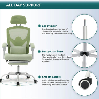Ergonomic Reclining High Back Mesh  Gaming Chair  Swivel Rolling  Lumbar Support Pillow