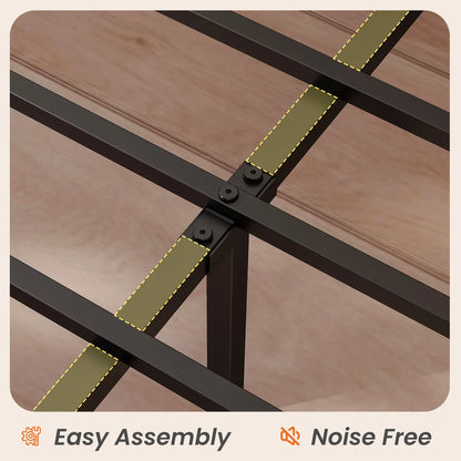 Twin Size Metal Bed Frame with Storage Headboard No Box Spring Needed Easy Assembly Durable Squeak-Free Frame With USB Charging Station For Home Bedroom