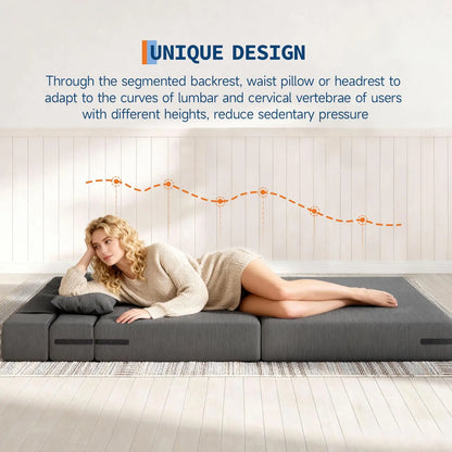 4-in-1 Folding Convertible  Bed Sleeper Soft Corduroy Loveseat Couch With Pillow Space-Saving Fold Out Chair Bed For Room