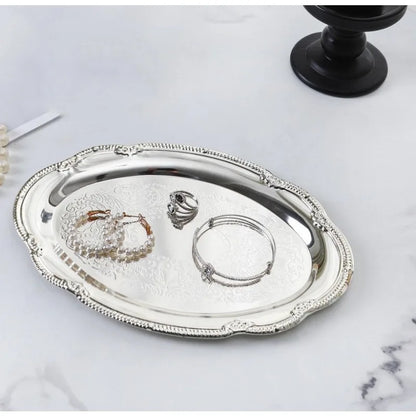 Vintage Embossed Silver Tray Serving Platter