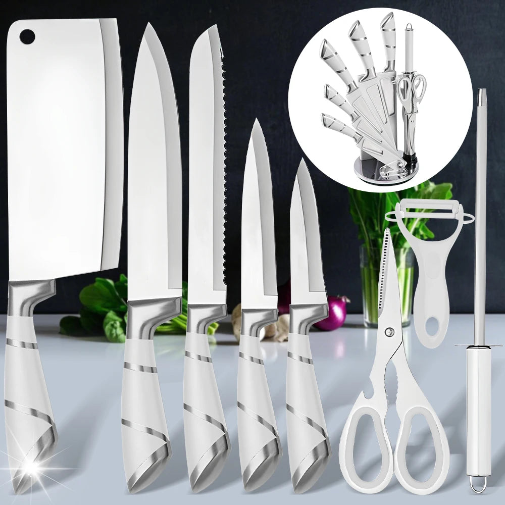 9 pcs Black Pofessional Kitchen Knife Set f