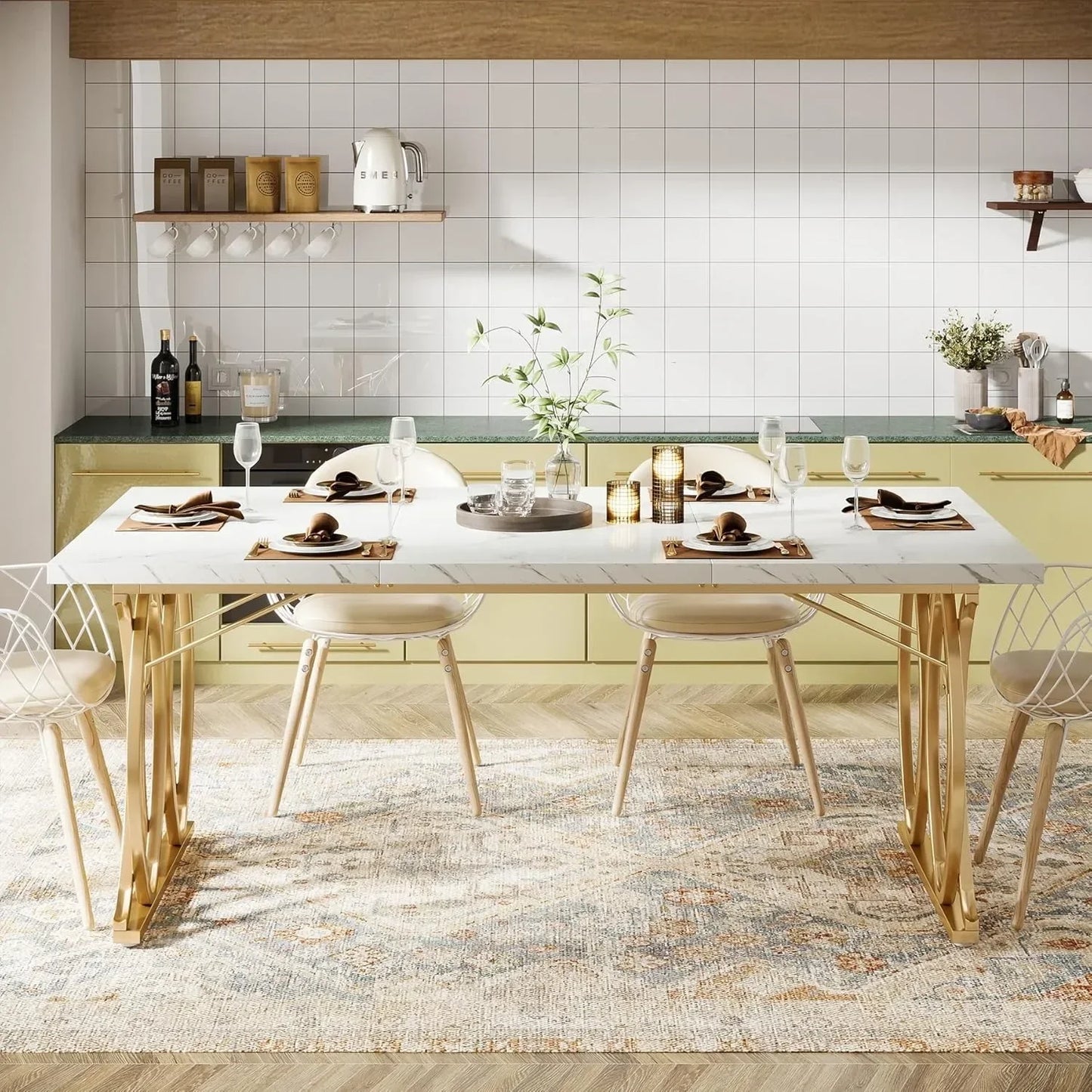 Unique Rectangular Dinner Table seats 4 to 6