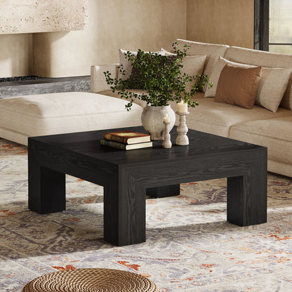 39.4-Inch Square Coffee Table for Living Room, Farmhouse  Cocktail Table with Sturdy Wooden Legs
