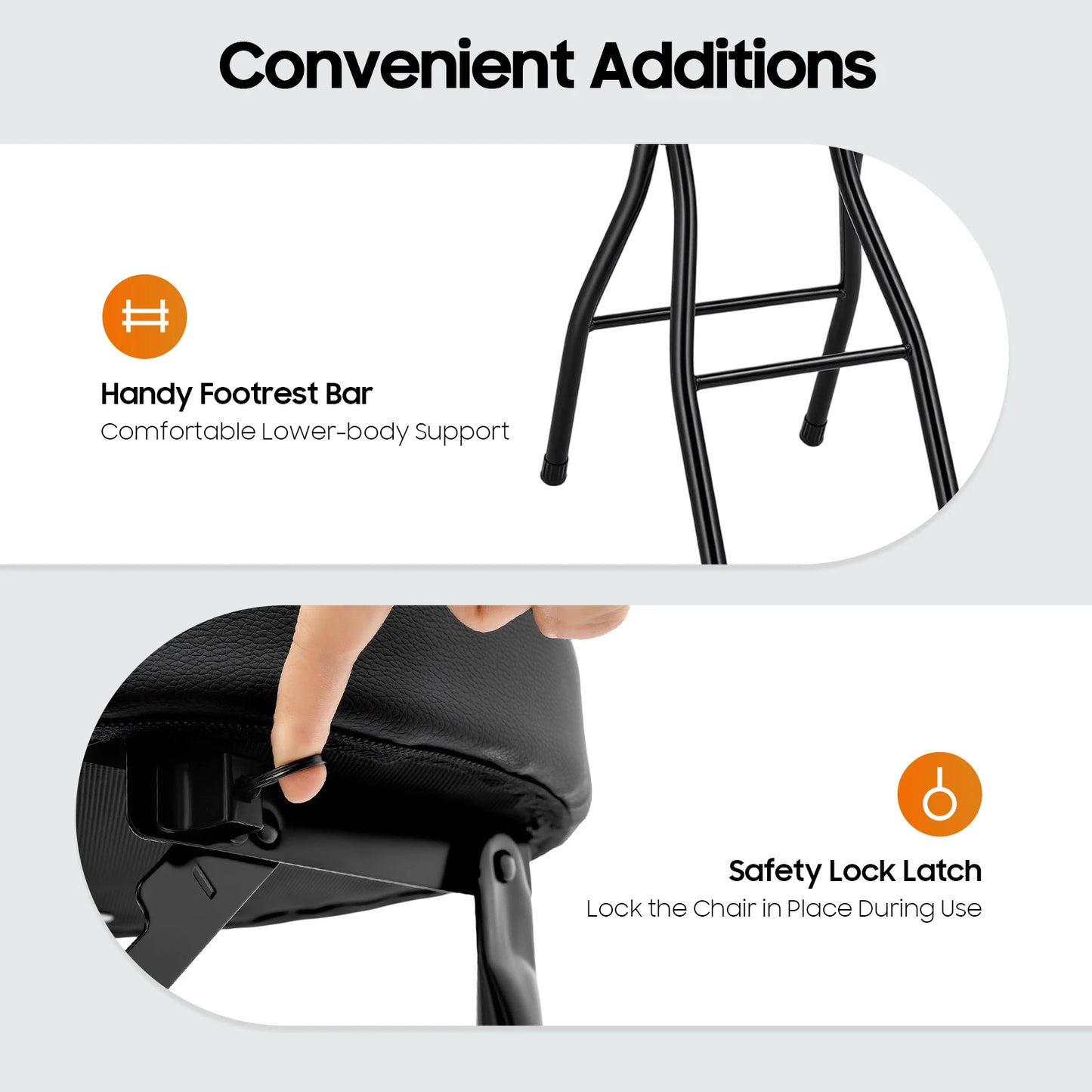 Folding Bar Stool with Back, 25.6 in Cushioned Padded Foldable Chairs, Tall Bar Collapsible Stools, Round Counter Height Stool Chair, suitable for Camping, Kitchen, Shop, and Cafe