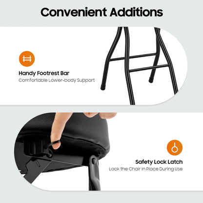 Folding Bar Stool with Back, 25.6 in Cushioned Padded Foldable Chairs, Tall Bar Collapsible Stools, Round Counter Height Stool Chair, suitable for Camping, Kitchen, Shop, and Cafe