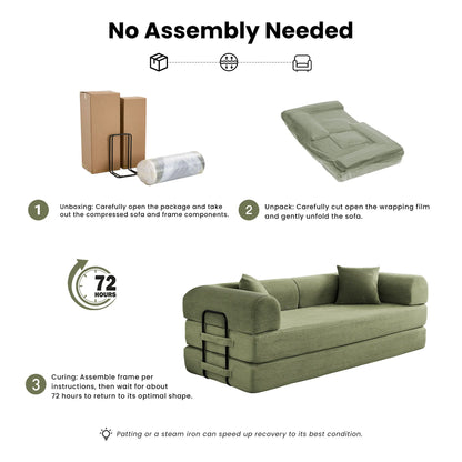 79’’ Folding  Corduroy Upholstered Convertible Sofa Bed  Boneless Couch