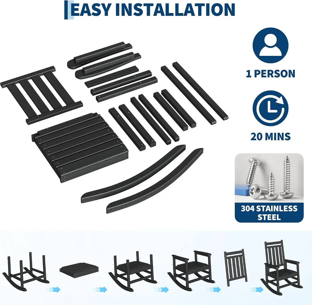 Rocking Chair with Side Table for Patio , Front Porch