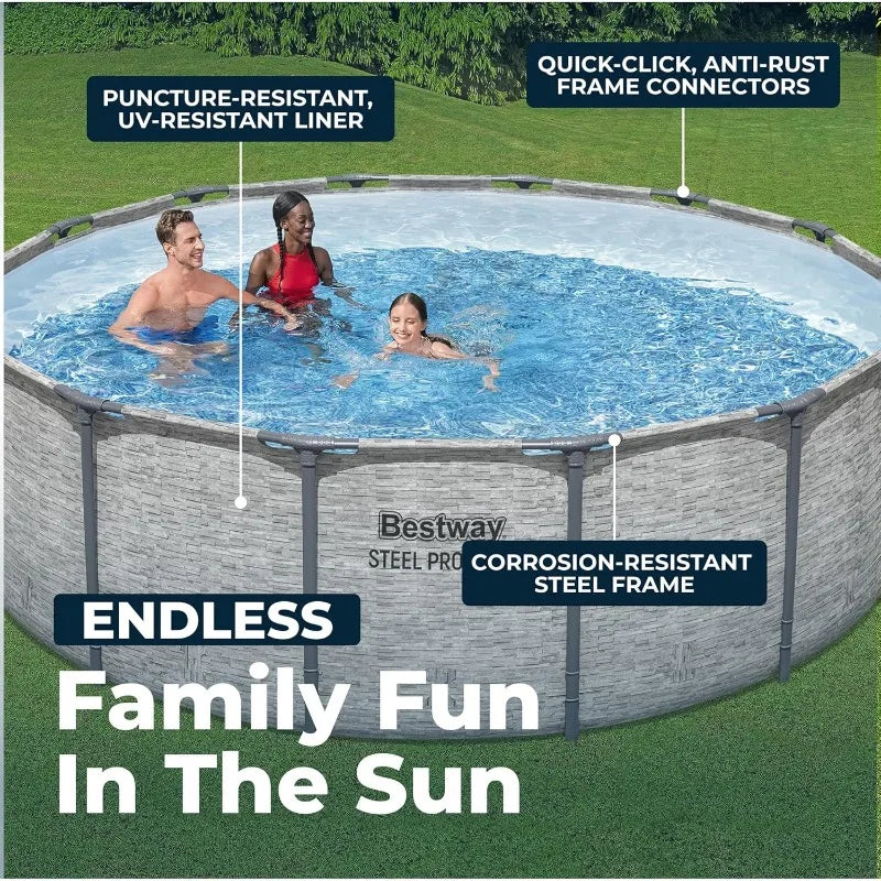 Bestway Steel Pro MAX 14' x 48" Above Ground Pool, Round Metal Frame Outdoor Swimming Pool Set with Filter Pump,