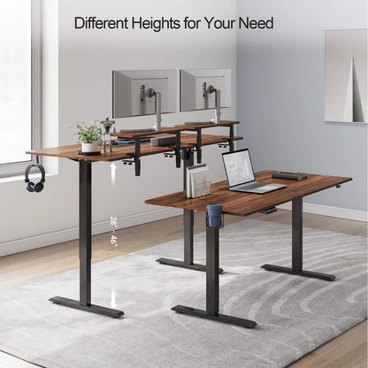 Electric Stand Up Desk with Memory Controller & Adjustable Height  2 Adjustable Monitor Shelves