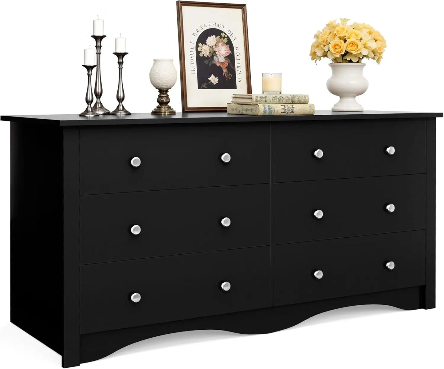 Dresser for Bedroom, 6 Wood Dresser Drawers, Bedroom or Living Room