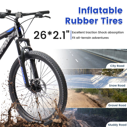 Dual Full Suspension Mountain Bike 24/26/27.5 Inch, Mens Women  21-Speed Disc Bicycles