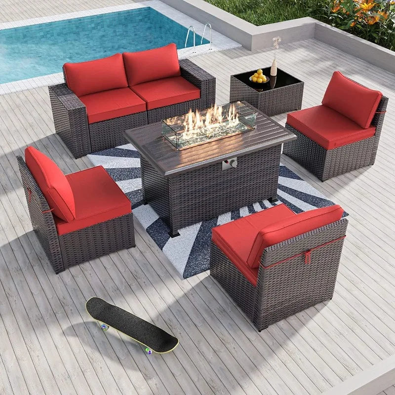 6PCS Outdoor Wicker Rattan Sectional Sofa Patio Furniture Set