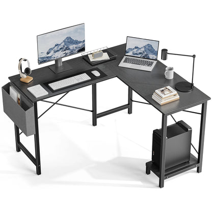 50 Inch Office PC Wooden Table with CPU Storage Shelf & Side Bag for Home Office Bedroom Small Space