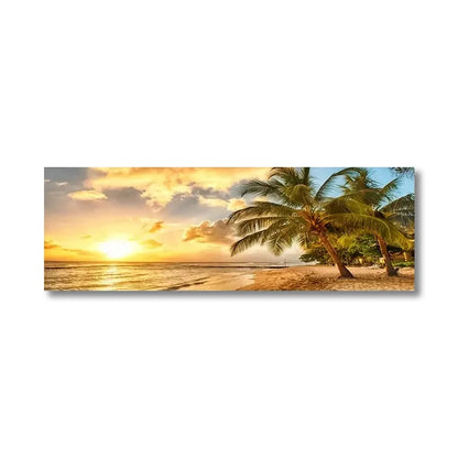 Lazy Beach Sunset Scenery Canvas Art Painting Poster