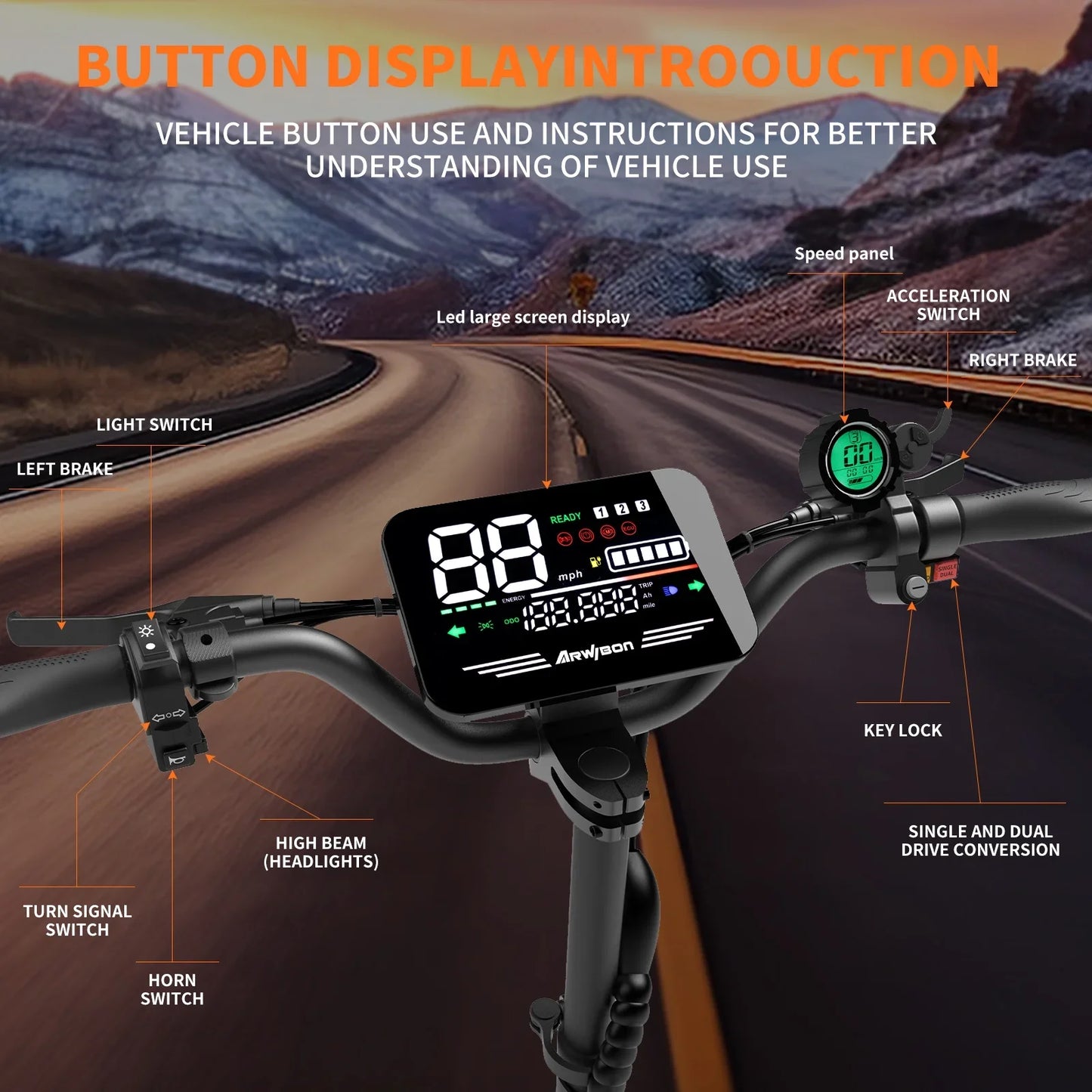 Dual Motor Electric Folding Scooter  Top Speed 46MPH,60V27AH, 11-inch Off-Road Tires