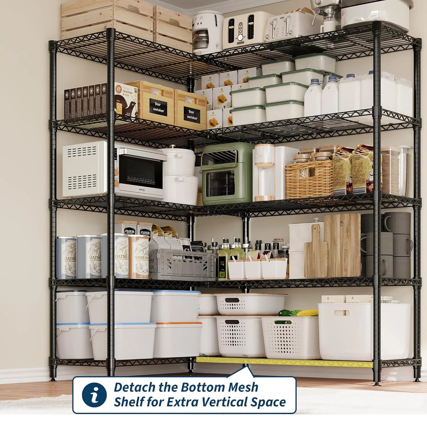 Commercial grade Heavy Duty Metal Shelving 4/5 Tiers  Adjustable Organization  for Pantry, Kitchen or Garage
