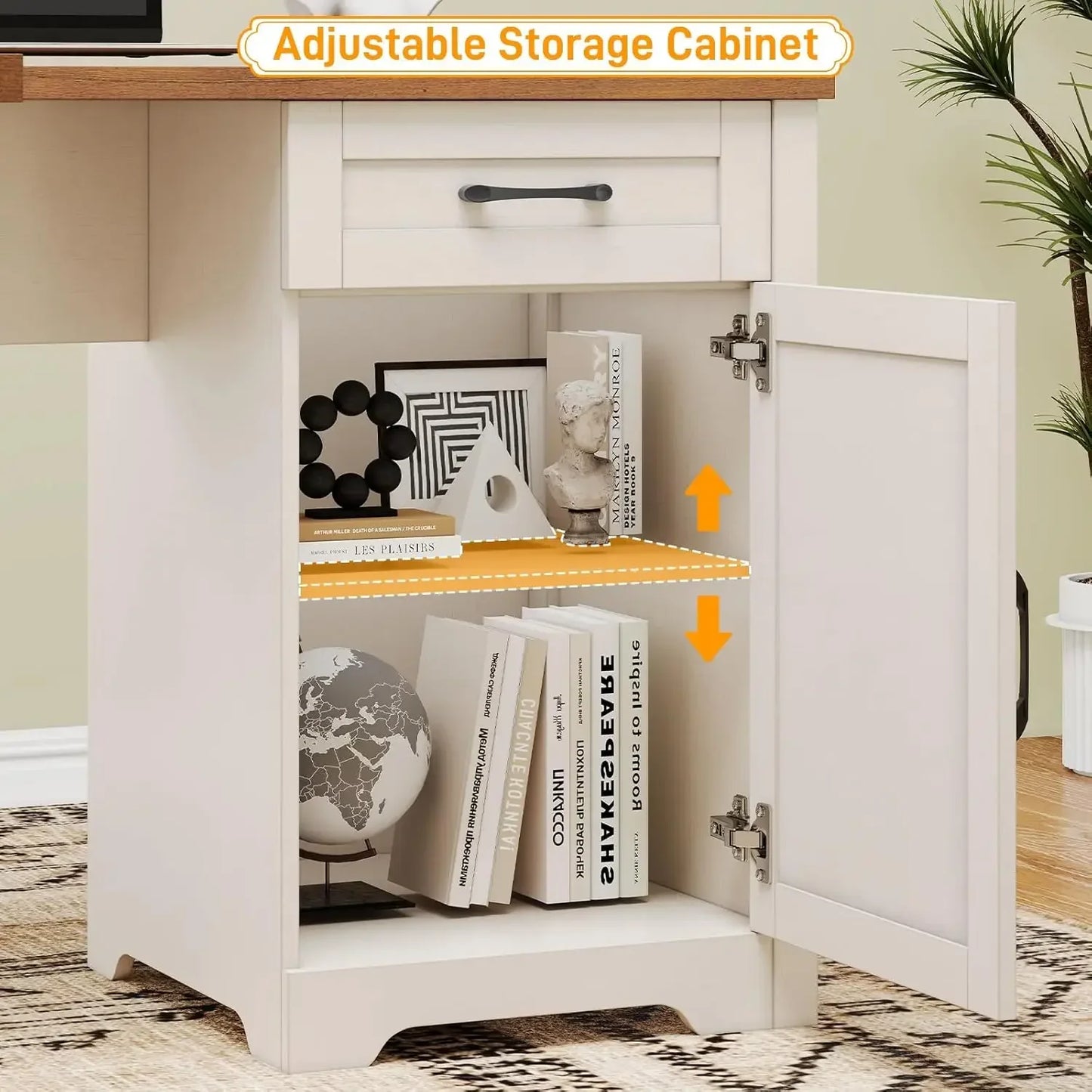 59” L Shaped  Home Office Desk with Flie Drawer,Stroage Cabinet, Wood Corner Sturdy with Power Outlets