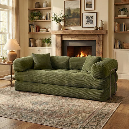 Queen Size Futon Sofa Bed 79' Convertible Couch 4-in-1 Folding Corduroy Boneless Sleeper Loveseat for Living Room